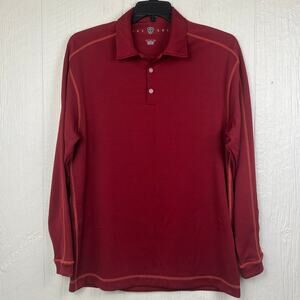 Nike Golf Polo long sleeve mens Large maroon Texture Knit Embroidered Swoosh Y2K
